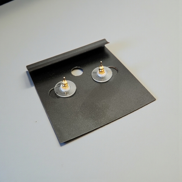 Gold & Teal Quatrefoil Drop Earrings - Picture 4 of 4